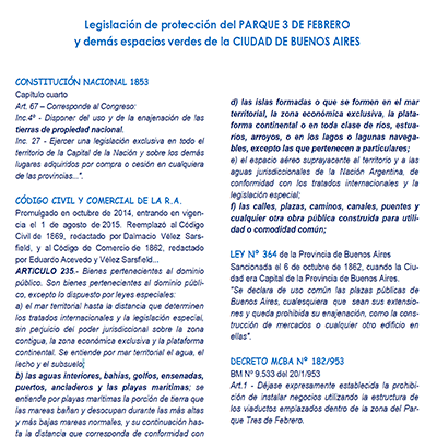 Legislación del Parque 3 de Febrero