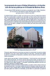 Nuevo Código Urbanístico y liquidación de tierras públicas en CABA - 05/2017