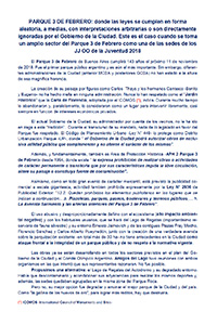 Parque 3 de Febrero y los Juegos Olímpicos de la Juventud 2018 - 08/2018