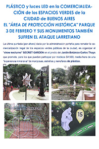Plástico y luces LED en la comercialización de los Espacios Verdes de CABA