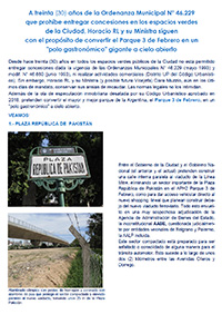 A 30 años de la Ordenanza Municipal Nº46.229 que prohibe entregar concesiones en los Espacios Verdes de CABA